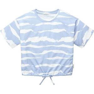 TOM TAILOR Batik T-shirt voor kinderen met knoopdetails voor meisjes, 31720 - Blue Heron Tie Dye Stripe, 128, 31720 - Blue Heron Tie Dye Stripe