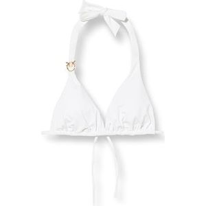 Pinko Abondance Top Bikini Tecno Jersey avec Anella Oiseaux Partie Supérieure Femme, Z04_blanc brillant, XS