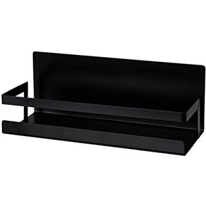 Ima Magnetisch kruidenrek met metalen rand voor het neerzetten van zoutvaatjes en barbecue-accessoires, bevestiging zonder boren, zwart outdoor keuken, 30 x 12 x 11 cm, zwart