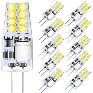 Ledlamp G4 3 W, 300 lm, 3 W vervangt 35 W halogeenlampen, niet dimbaar, koud wit (6000 K), 12 V AC/DC, G4 ledlamp, 10 stuks