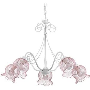 ONLI Mia kroonluchter van metaal in wit en roze met 5 lampen