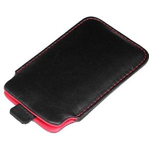 deinPhone Sony Xperia Z1 Compact echt leren tasje hoes case cover beschermhoes zwart rood