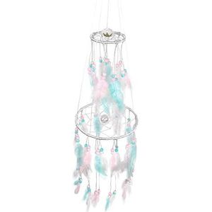 Pracht Creatives Hobby 5980-15525 - dromenvanger knutselset roze/turquoise/wit met 2 ringen totale lengte ca. 75 cm - prachtige mobiel als wanddecoratie