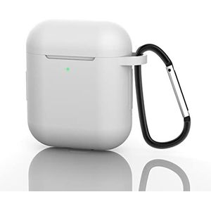 Beschermhoes voor Airpods 2 met sleutelhanger, volledige siliconen accessoires voor dames, heren en meisjes, met Apple AirPods 2, zachte siliconen hoes, schokbestendig, transparant