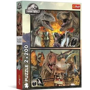 Trefl - 2-in-1 puzzel: Jurassic World, de prehistorische wereld - 2 x 200 stukjes - Set van twee puzzels voor tieners