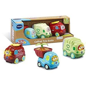 VTech Tut Toet Toet Flitzer - Set Trio Eco (brandweer, vuilnisbak, Ptit vrachtwagen) - kunststof op plantaardige basis - 1/5 jaar - versie FR 418305 meerkleurig