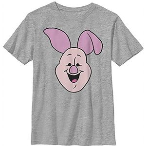 Disney Winnie the Pooh Piglet Big Face Boy's Heather Crew Tee, grijs gemêleerd, XS, Athletic grijs gemêleerd