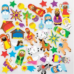 Baker Ross FC247 stickers voor kinderen, van schuim, motief: Nativity, 200 stuks