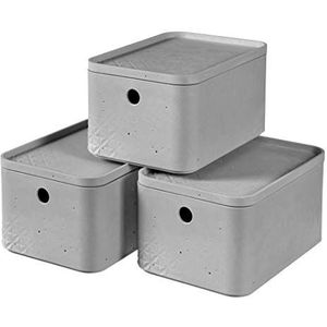 CURVER Set van 3 beton-dozen, grijs, S, 3