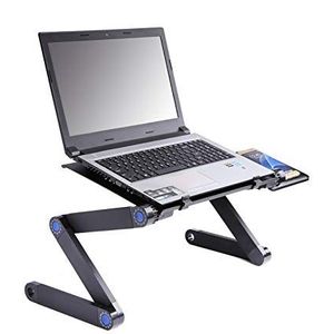 Uten In hoogte verstelbare laptopstandaard, inklapbaar, aluminium, ergonomisch, zwart