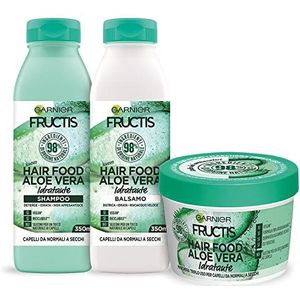 Garnier Fructis Hair Food Aloë Hydraterend, set met shampoo, conditioner en masker voor normaal tot droog haar, tot 98% ingrediënten van natuurlijke oorsprong, siliconenvrij