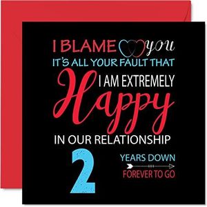 Grappige verjaardagskaart van katoen voor echtgenoot en vrouw – Your Fault I'm Extreme Happy – verjaardagskaart voor partner, 145 mm x 145 mm