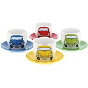 BRISA VW Collection - Set van 4 espressokopjes / thee en cappuccino in lieveheersbeestje design (lieveheersbeestje / 4 kleuren / set van 4/100 ml)