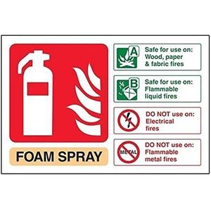 VSafety veiligheidsplaatje van schuimrubber met opschrift ""Spray Id Not Electrical Safe"", dwarsformaat, 150 mm x 100 mm, hard plastic, 1 mm