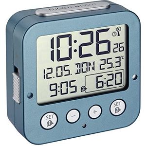 TFA Dostmann Bingo 60.2539.20 wekkerradio met 2 alarmen met eenvoudig te bedienen binnentemperatuur, turquoise