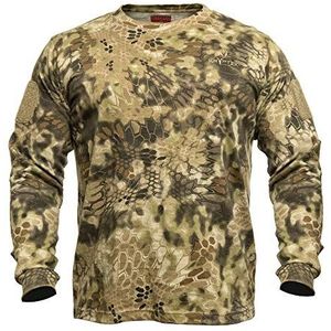 Kryptek Stalker T-shirt voor heren, lange mouwen, 100% katoen, Stealthy Stalker, camouflage, lange mouwen, 100% katoen, stealthy camouflagepatroon, 1 stuks, Highlander