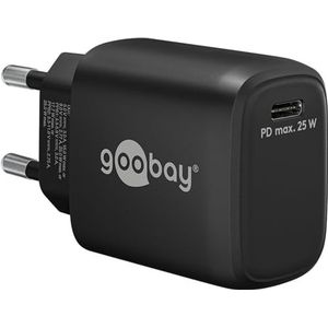 goobay 65367 USB C PD Nano snellader (25 W) / adapter voor USB-oplaadkabel C/Quick Charger / voor iPhone oplaadkabel, Samsung oplaadkabel en andere telefoons