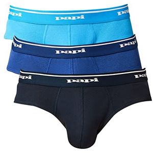 Papi Set van 3 herenslips met lage taille - blauw - klein, Lichtblauw/Kobalt/Marineblauw.