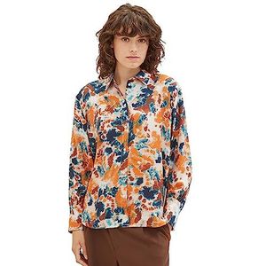 TOM TAILOR 1037889 damesblouse, 32367 - Grijs Oranje Tie Dye Bloemen