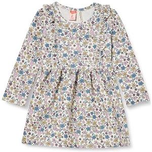 Koton Bloemenjurk voor babymeisjes, lange mouwen, ronde hals, geplooid en glitter, geborstelde binnenkant, ecru design (0d1), 2-3 jaar, Ecru Design (0d1)