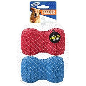 Nerf Dog 2 x voederdispenser voor honden, licht, duurzaam en waterdicht, 10,2 cm, voor middelgrote en grote rassen, blauw en rood