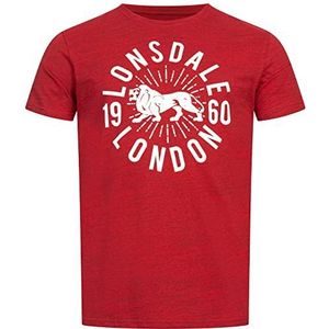 Lonsdale Warmwell T-shirt voor heren, regular fit, rood gemêleerd/ecru