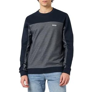 BOSS Hommes Tracksuit Sweatshirt Sweat en Coton mélangé avec Logo brodé, Dark Blue, L