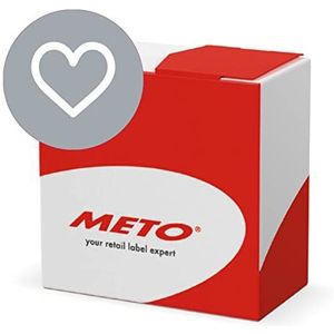 Meto Étiquettes promotionnelles dans une boîte distributrice (33 mm, rondes, gris pastel, adhésif permanent, 500 autocollants en forme de cœur par rouleau d'étiquettes)