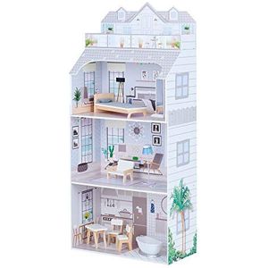 Olivia's Little World Giant Doll House met meubels en accessoires, poppenhuis van hout, poppenspel voor kinderen met 3 verdiepingen, set voor poppen van 30 cm, 3 jaar +