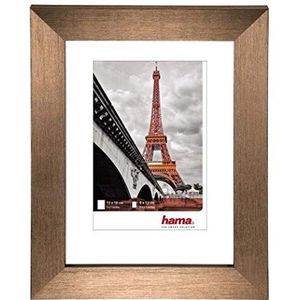 Hama Kunststof fotolijst ""Paris"" (lijst 15 cm x 20 cm, rand 20 mm x 15 mm, voor foto's van het formaat 10 cm x 15 cm, spiegelglas, polystyreen (PS), met haken en voet) koper