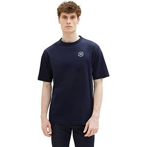 TOM TAILOR 1036353 Heren Basic T-shirt met print (1 stuk), Sky Captain Blue 10668 Bordspel [geïmporteerd uit Duitsland]