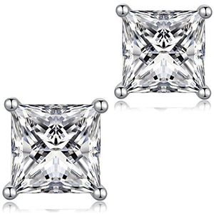 Witgouden Oorknopjes Heren Oorbellen Zilver 925 Diamante Oorknopjes Heren Dames Oorbellen Studs Heren zilveren oorknopjes voor mannen Hypoallergene oorbellen Heren zilveren oorbellen 7mm