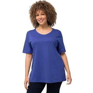 Ulla Popken Damesshirt met lange mouwen, tweelaags, slim, Blauw Paars