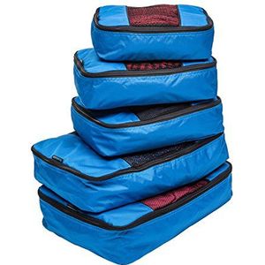 TravelWise 5 stuks reistas opbergtas blauw 2 small 2 medium 1 large 5 stuks packs packs, Blauw, 5 x opbergkubussen voor bagage