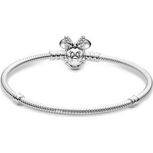 Minnie Mouse bedelarmband, 925 sterling zilver, slangenketting, bedelarmband, 3 mm dik, compatibel met Pandora bedeltjes, Sterling zilver