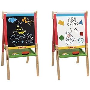 Globo Toys - SirWood 40569 3-in-1 houten bord met verstelbare hoogte, krijt en gum inbegrepen