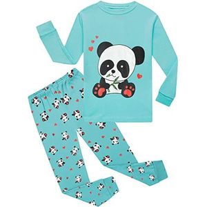 EULLA 2-delige pyjamaset voor meisjes, Groene panda