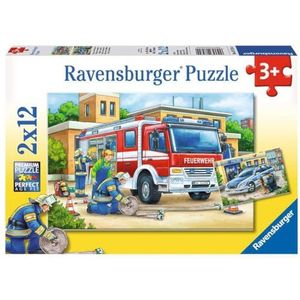 Politie en brandweer. puzzel 2 x 12 stukjes