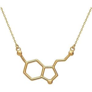 Serotonin Moleculaire hanger met halsketting, van 925 sterling zilver, goud, roségoud, chemie, wetenschap, biologie, studenten, by Serebra Jewelry, zilverkleurig, Zonder steen