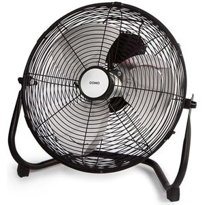 DOMO DO8134 Vloerventilator van mat zwart metaal, 3 snelheden + aanpasbare draairichtingsstop, krachtige en efficiënte stabiele structuur, diameter 35 cm