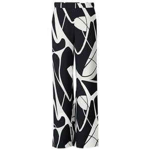 comma Pantalon Palazzo à motifs en viscose mélangée, Noir, 40W / 32L