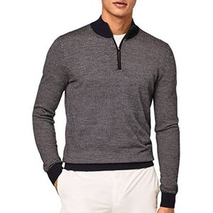 Hackett London Merino Jcqd Hzip trui voor heren, blauw/grijs, 3XL, Blauw/Grijs