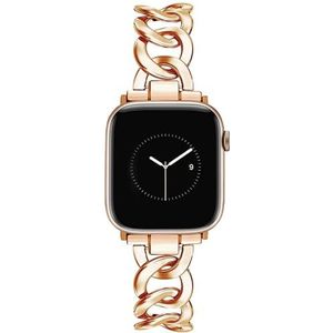 JR.DM Metalen reservearmband, compatibel met Apple Watch 38 40 41 42 44 45 49 mm, elegante unieke ketting, voor mannen en vrouwen, voor iWatch serie 9/8/7/6/5/4/3/2/1/SE/Ultra, roségoud, Niet van