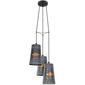 EGLO Honeybourne Hanglamp, 3-lichts, vintage, industrieel, retro, hanglamp van gegalvaniseerd staal in goud-antiek en zwart, voor eettafel of woonkamer, E27-fitting
