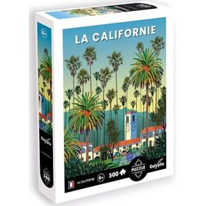 Calypto 3907302 Californië Soft Touch puzzel 500 stukjes kleurrijk met fluweelachtig oppervlak en puzzelposter voor volwassenen en kinderen vanaf 8 jaar grafische puzzel Amerika USA