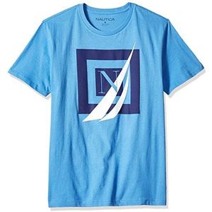 Nautica Grafisch T-shirt met korte mouwen van 100% katoen met klassiek logo, poloshirt voor heren, Regatta blauw