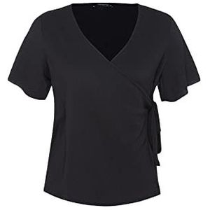 Trendyol Trendyol Gebreide wikkelblouse voor dames, dameshemd (1 stuk), zwart.