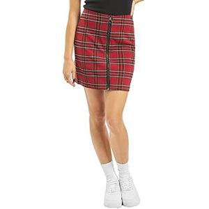 Urban Classics Dames Short Checker Rok Damesjurk, meerkleurig (rood/zwart 00200)