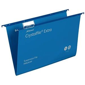 Rexel Crystalfile Extra 70630 hangmap, polypropyleen, 15 mm, bodem: 15 mm, blauw, 25 stuks