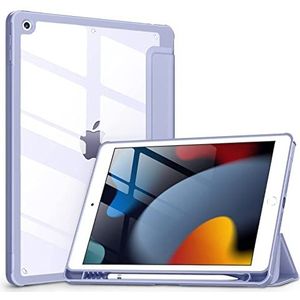 ipad 2019 2020 2021 10,2 inch iPad 9/8/7 generatie hoes met pengleuf van transparant polycarbonaat, drievoudig gecoat platte lederen coating